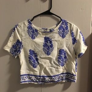 Blue & White Crop Top